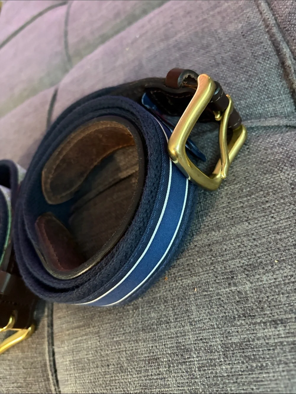 Vineyard Vines Men's Belt bundle two Brown Leather Trim 38 solid brass buckle